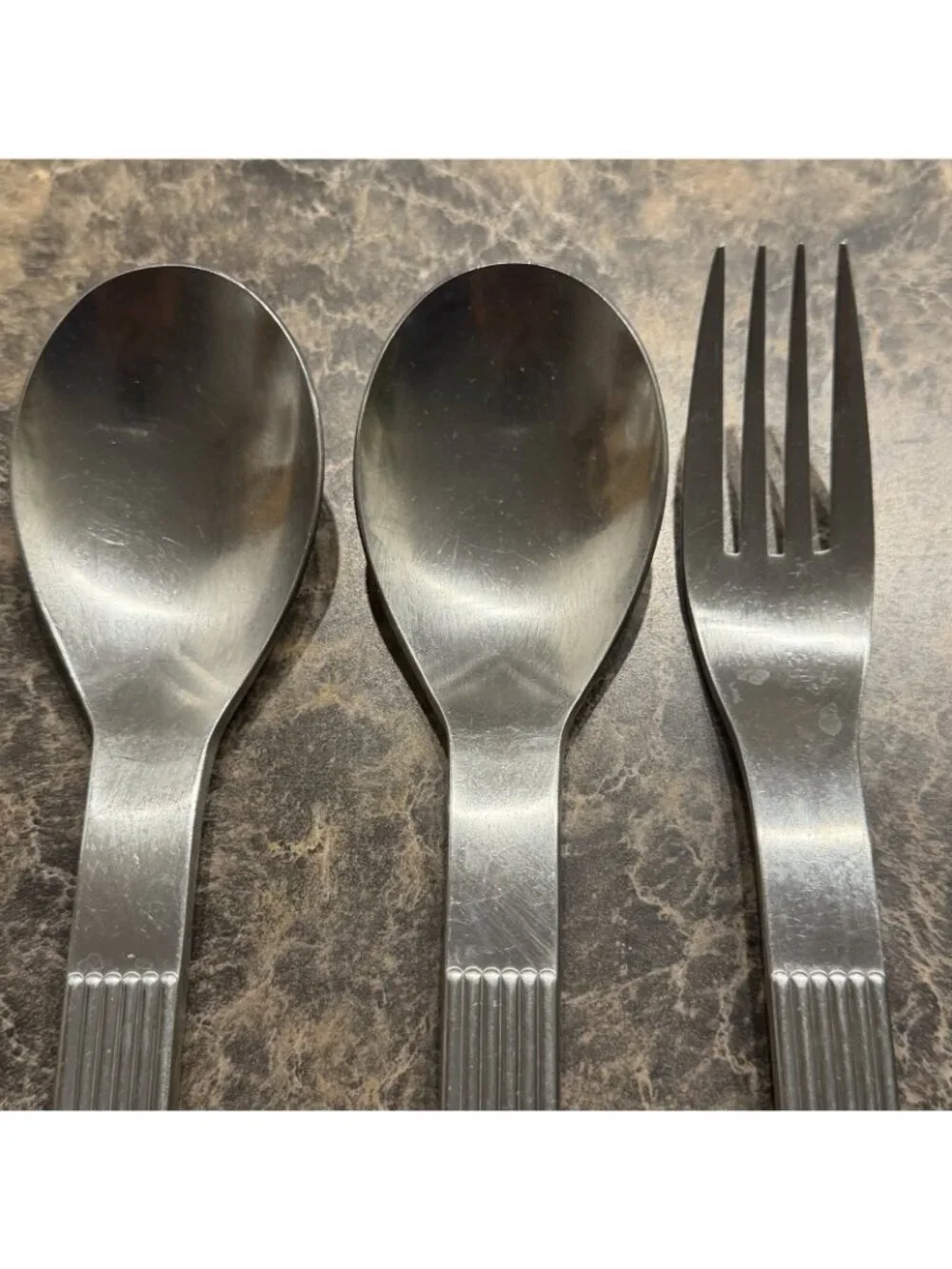 Dansk Thebe Stainless 3 Serving Set Serving Spoon Meat Fork Japan Satin Ribbed